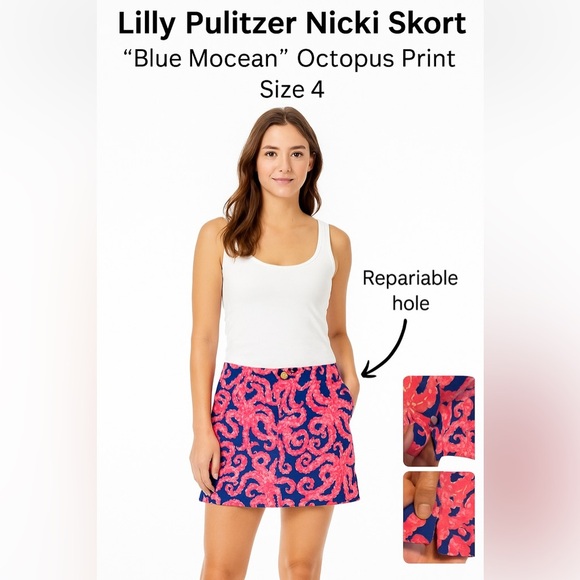 Lilly Pulitzer Nicki Skort - “Blue Mocean” Octopus Print - Size 4 - Picture 1 of 9